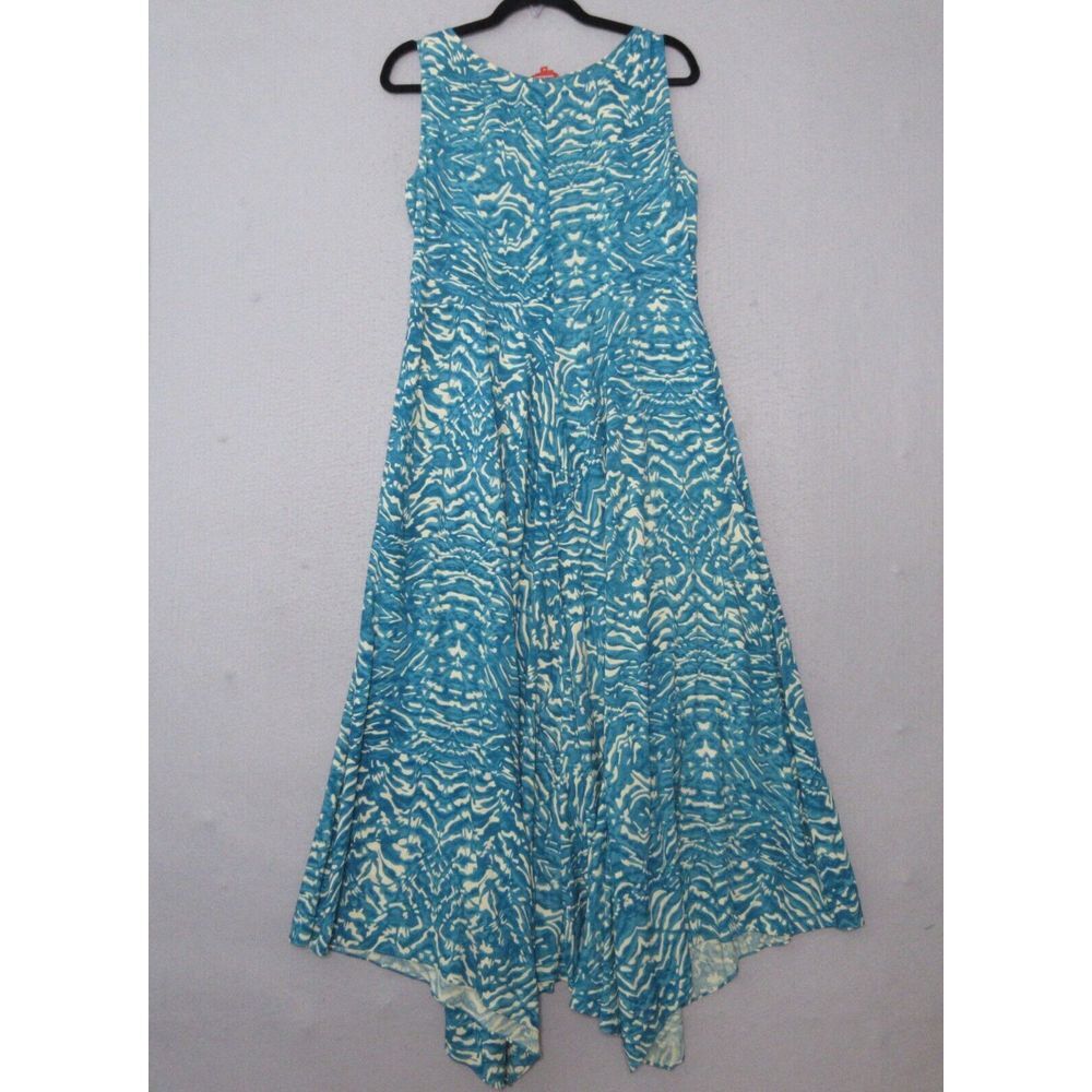 Sundance Maxi Dress Women 8 Teal Marbled Salma Asymmetrical Hem Flowy Beach - Picture 9 of 11